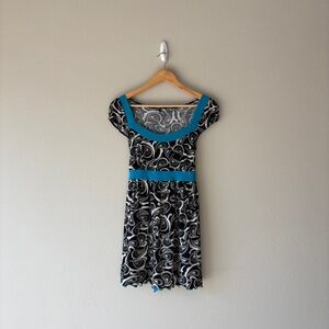 y2k swivel print babydoll empire waist short sleeve blouse